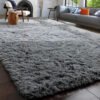 Tapete Decorativo Felpudo 2,00×1,50 Sala Quarto Escritório Cor Cinza Liso Pelo Alto Casa Laura Enxovais 2 M 1.5 M
