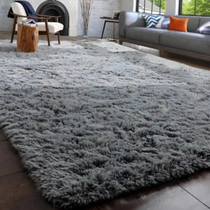 Tapete Decorativo Felpudo 2,00×1,50 Sala Quarto Escritório Cor Cinza Liso Pelo Alto Casa Laura Enxovais 2 M 1.5 M