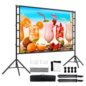 Tela De Projeção Retrátil Dobrável De 120” Com Suporte