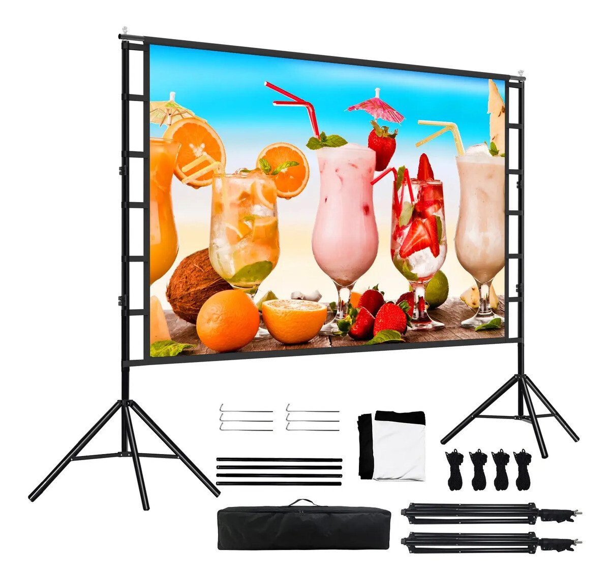 Tela De Projeção Retrátil Dobrável De 120'' Com Suporte Tela De Projeção Retrátil Dobrável De 120'' Com Suporte