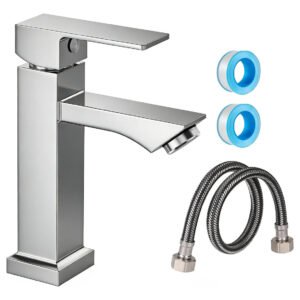 Torneira Bancada De Banheiro Luxo Inox Bica Baixa Lavatório
