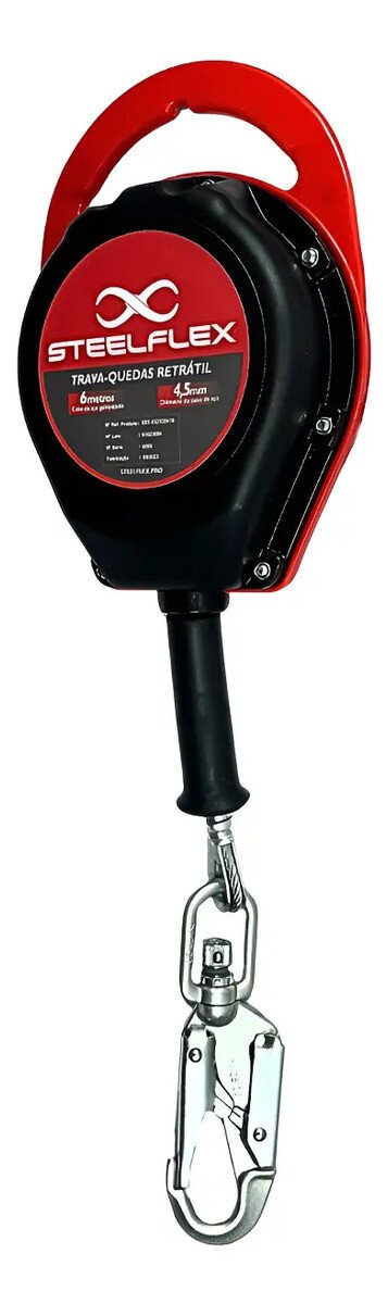 Trava Quedas Retrátil 6m Steelflex Cabo Aço Trabalho Altura Trava Quedas Retrátil 6m Steelflex Cabo Aço Trabalho Altura