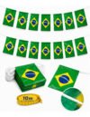 Varal Bandeirinhas Brasil 10m 20x15cm Plástico Copa Festas B