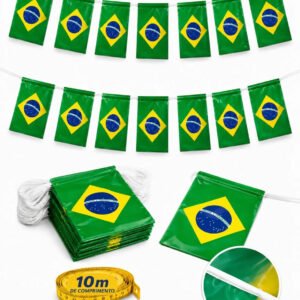 Varal Bandeirinhas Brasil 10m 20x15cm Plástico Copa Festas B