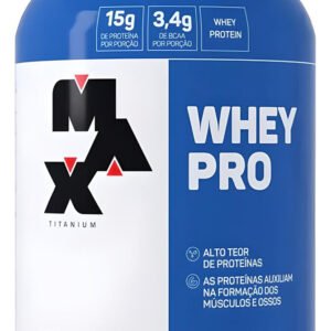 Whey Pro Concentrado Pote 1kg – Max Titanium Sabor Morango