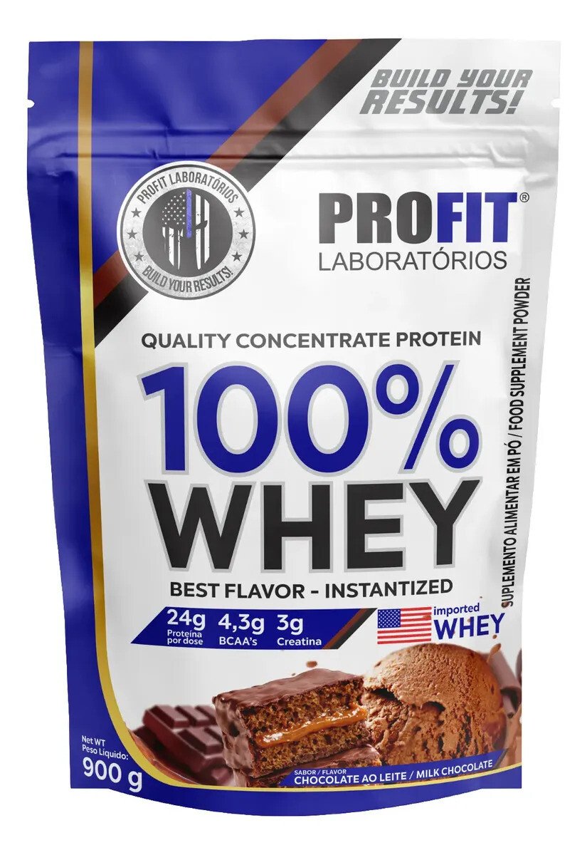 100% Whey - Concentrado Refil 900g -profit Sabor Chocolate 100% Whey - Concentrado Refil 900g -profit Sabor Chocolate