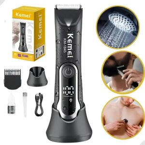 Aparador De Pelos Kemei Km-1845 Prova D’água Sem Fio Preto 127/220v