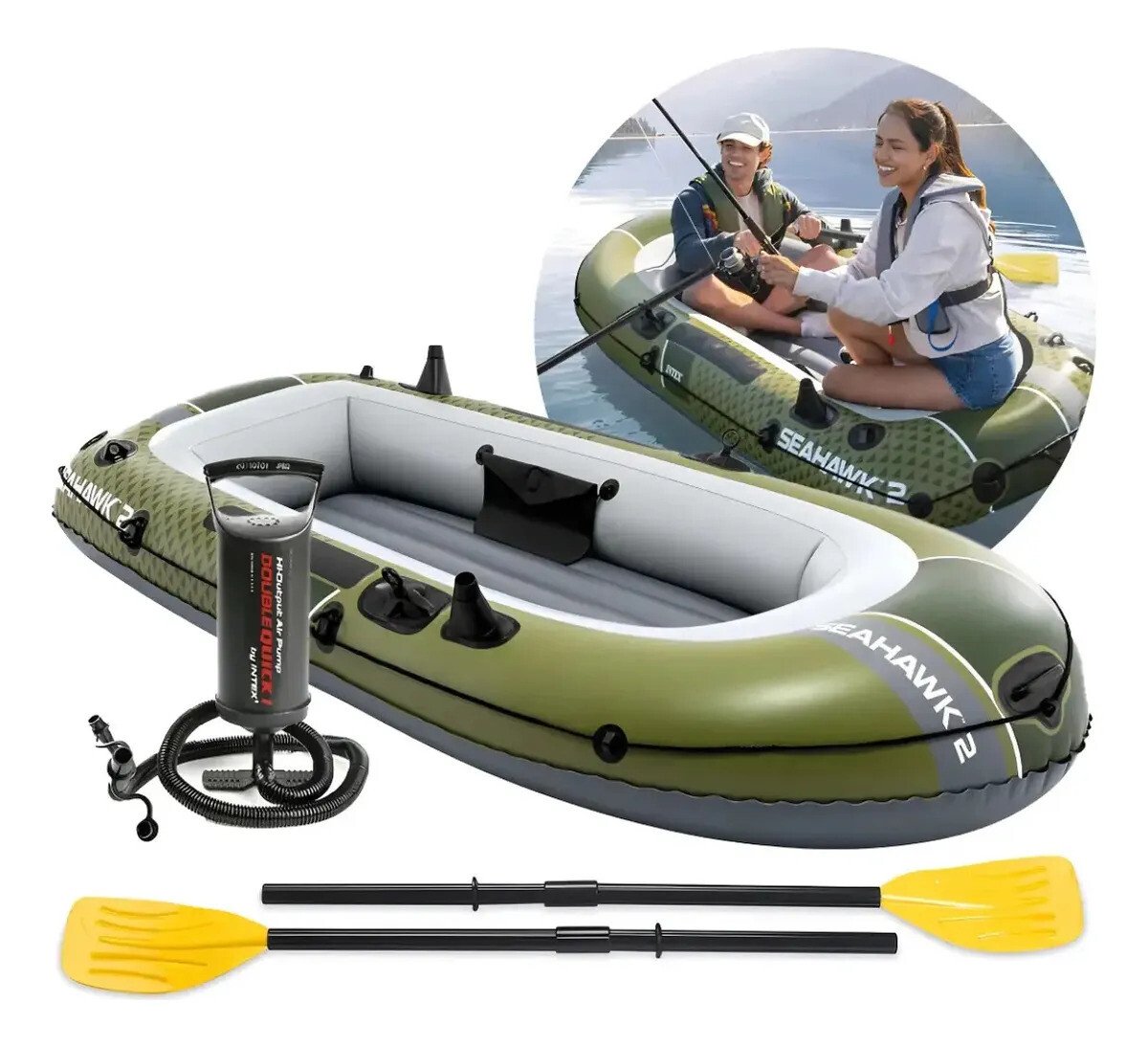 Barco Bote Inflável Seahawk 200 Kg Par De Remos Bomba Intex Barco Bote Inflável Seahawk 200 Kg Par De Remos Bomba Intex