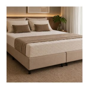 Base Cama Box Queem 158x198x32 Suede Bege Madeira