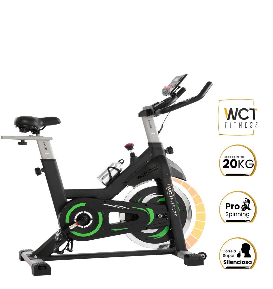 Bicicleta Ergométrica Spinning 20kg Wct Fitness Cor Preto/Verde Bicicleta Ergométrica Spinning 20kg Wct Fitness Cor Preto/Verde