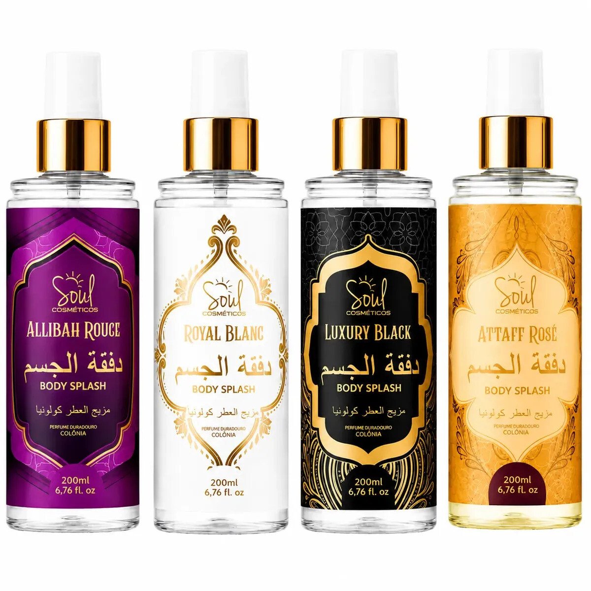 Body Splash Arabe C/4un 200ml Perfume Feminino de Luxo Alta Concentração Body Splash Arabe C/4un 200ml Perfume Feminino de Luxo Alta Concentração