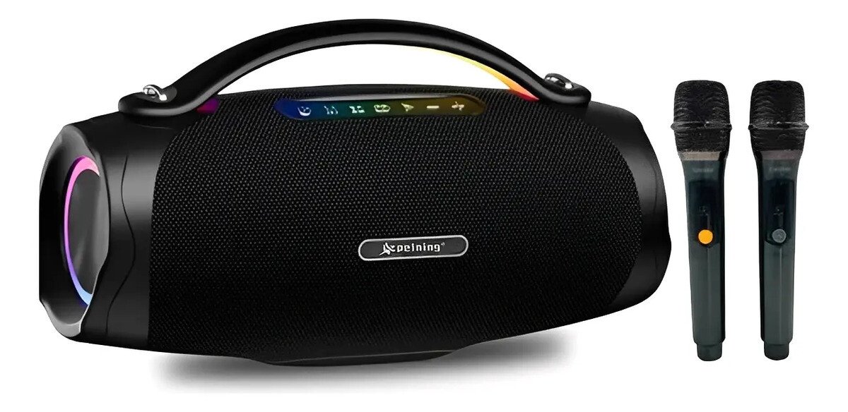 Caixa De Som Bluetooth 300w Potete Karaoke 2 Microfone Alta Caixa De Som Bluetooth 300w Potete Karaoke 2 Microfone Alta