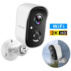 Câmera De Segurança Wi-fi Externa 2k Visão Noturna Colorida Sem Fio Branco