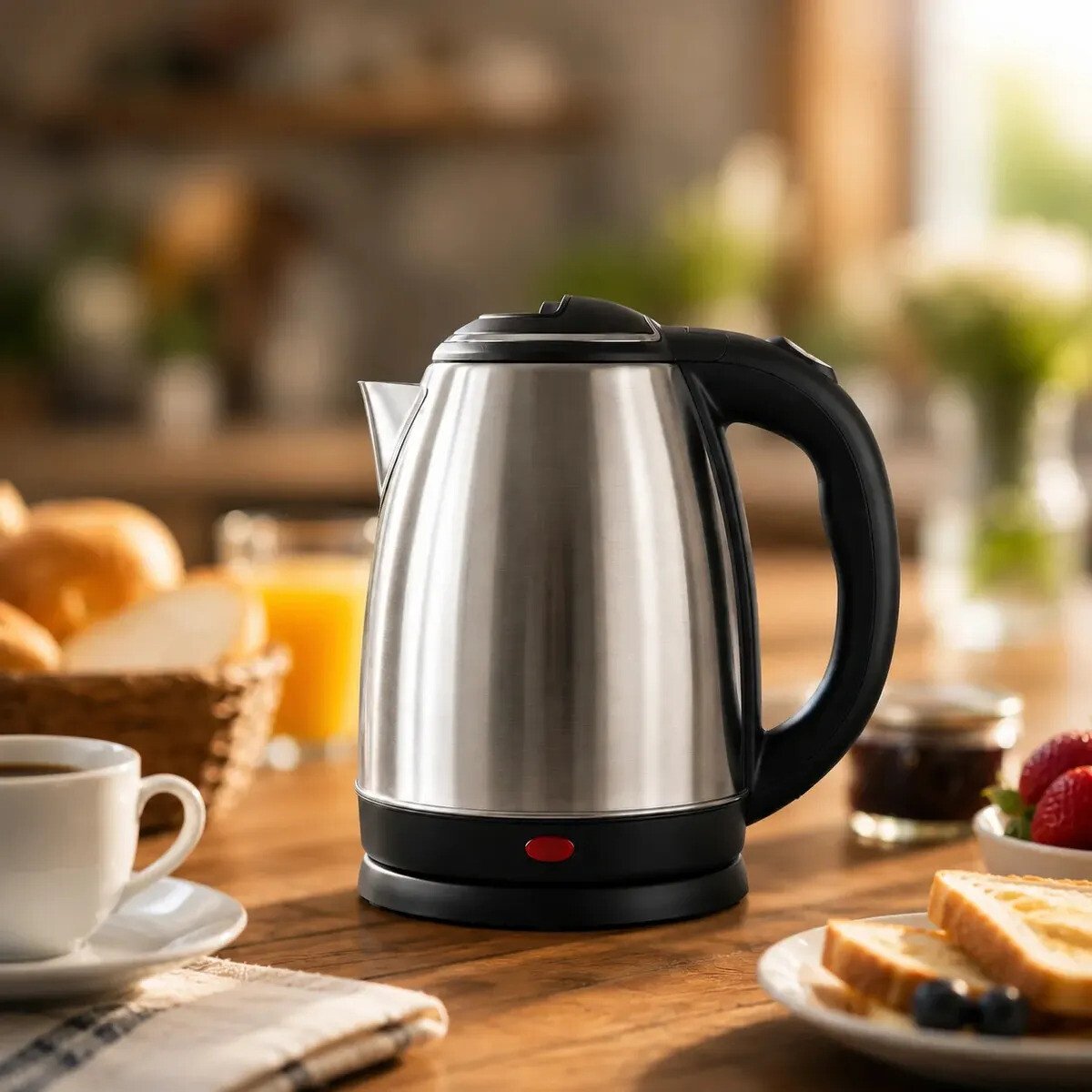 Chaleira Elétrica Inox 1,8 Litros com Desligamento Automático e Base Giratória Chaleira Elétrica Inox 1,8 Litros com Desligamento Automático e Base Giratória
