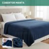 Cobertor Manta Soft Casal Microfibra Antialérgica Veludo Super Quentinha Toque Macio E Confortável Cor Azul Marinho