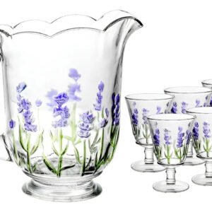 Conjunto Jarra E 6 Taças Lavanda Hand Painting 1,3l/240ml Lyor Incolor