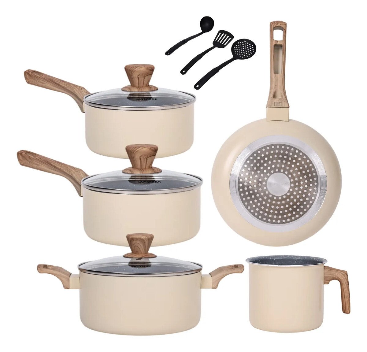 Conjunto Panelas Cerâmica Antiaderente Indução Gas 8 Peças Conjunto Panelas Cerâmica Antiaderente Indução Gas 8 Peças