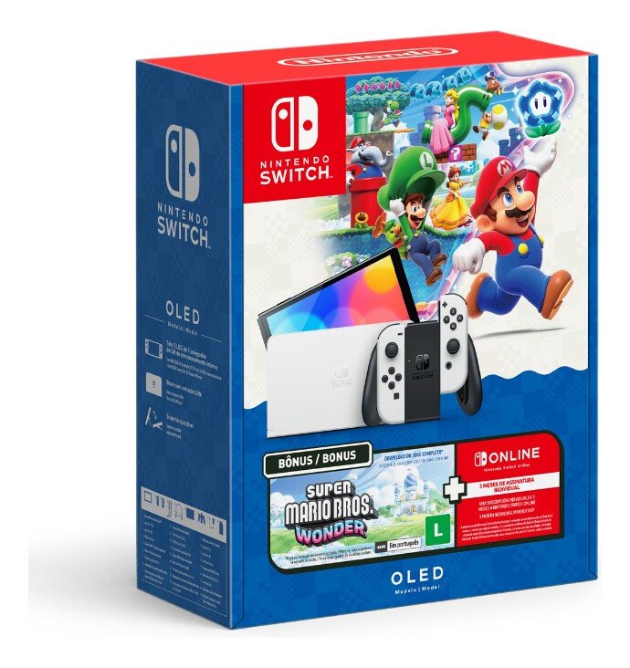 Console Nintendo Switch Oled Nintendo Bundle Super Mario Bros Wonder 3 Meses Nintendo Switch Online 64gb Branco Console Nintendo Switch Oled Nintendo Bundle Super Mario Bros Wonder 3 Meses Nintendo Switch Online 64gb Branco