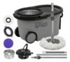 Esfregão Mop 360° Balde Inox Com Rodas Microfibra 16 Litros Cabo Longo Alça Cinza Tbbl04 The Black Tools