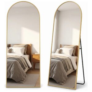 Espelho Arco Oval Corpo Inteiro 162×52 Moldura Dourada Chão