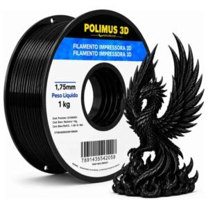 Filamento De Impressora 3d PETG 1.75mm 1kg Cor Preto Brilho Premium Polimus 3D