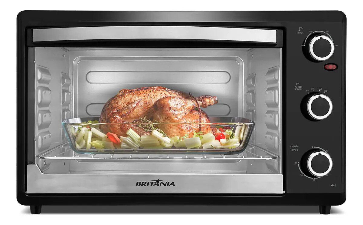 Forno Elétrico Britânia 44L Preto Dupla Resistência 1500W BFE44P 127V Forno Elétrico Britânia 44L Preto Dupla Resistência 1500W BFE44P 127V