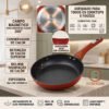 Frigideira Cerâmica 24cm Antiaderente Grande Fogão A Gás Indução Cooktop Elétrico Panela Frita Sem Óleo Não Gruda Rishon Vermelha Vermelho