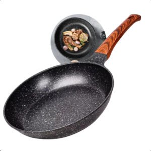 Frigideira Cerâmica Antiaderente Grande 24cm Para Fogão A Gás Indução Cooktop Panela Frita Sem Óleo Não Gruda Profissional Moderna Mix