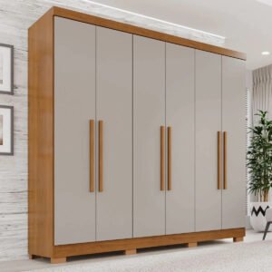 Guarda-roupa Casal 6 Portas 2 Gavetas França Wt Espresso Móveis Cinamomo/off-white