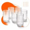 Jogo 6 Copos Vidro Canelado 423ml Moderno Elegante Premium Vinho Água Suco Drinks Gin Whisky Jogo Copos Taça Copo Conjunto Design Luxo Texturizado Cozinha Restaurante Decoração Hold On