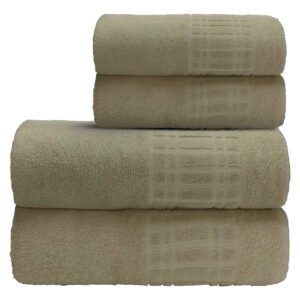 Jogo De Toalha Banho 4 Peças 100 Algodão 400 Gr/m Loft Camesa Bege Liso