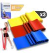 Kit 3 Faixa Elástica Thera Band Exercício Fisioterapia Yoga Faixas Variadas Funcional Pilates Ginástica Academia Alegria Sortido