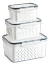 Kit 3 Organizadores Geladeira Alimentos Vegetais Com Tampas