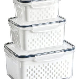Kit 3 Organizadores Geladeira Alimentos Vegetais Com Tampas