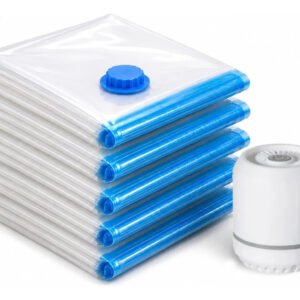 Kit 5 Sacos Vácuo 60x80cm Bomba Bivolt Viagem Roupas
