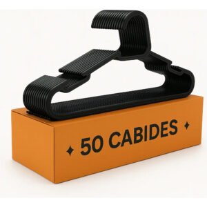 Kit 50 Cabide Adulto Preto Reforçado Organizador Combate