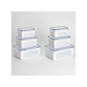 Kit 6 Organizadores Geladeira Alimentos Vegetais Com Tampas