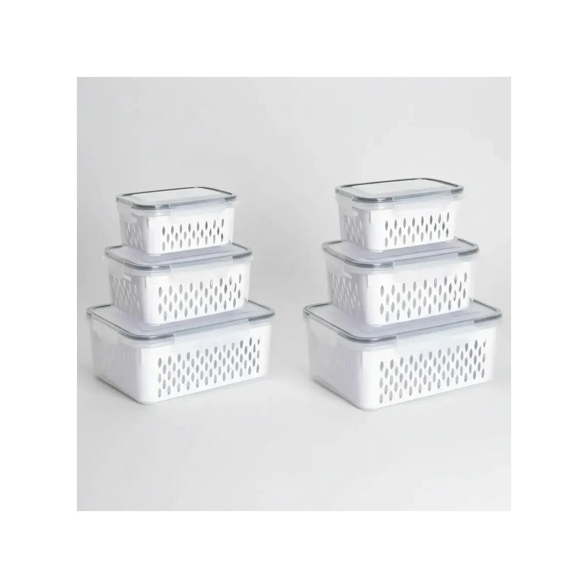 Kit 6 Organizadores Geladeira Alimentos Vegetais Com Tampas Kit 6 Organizadores Geladeira Alimentos Vegetais Com Tampas