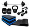 Kit Barra + Peso + Halter + 2 Step + Corda + Colchonete