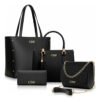 Kit Bolsas Feminina Sacola Transversal Tira Colo Carteira Cor Preta