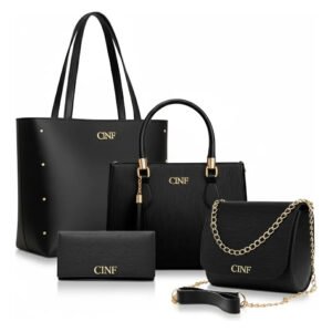 Kit Bolsas Feminina Sacola Transversal Tira Colo Carteira Cor Preta