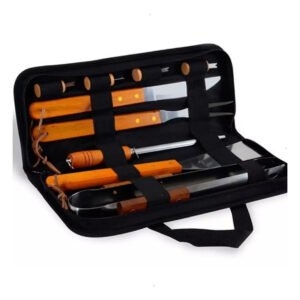 Kit Churrasco 360 De Aço Inoxidável Com 10 Peças
