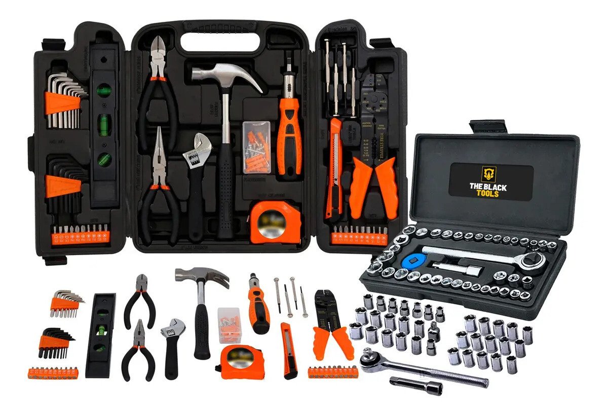 Kit Jogo De Ferramentas Completo C/ Soquetes E Chaves Tbt12940k The Black Tools Preto Kit Jogo De Ferramentas Completo C/ Soquetes E Chaves Tbt12940k The Black Tools Preto