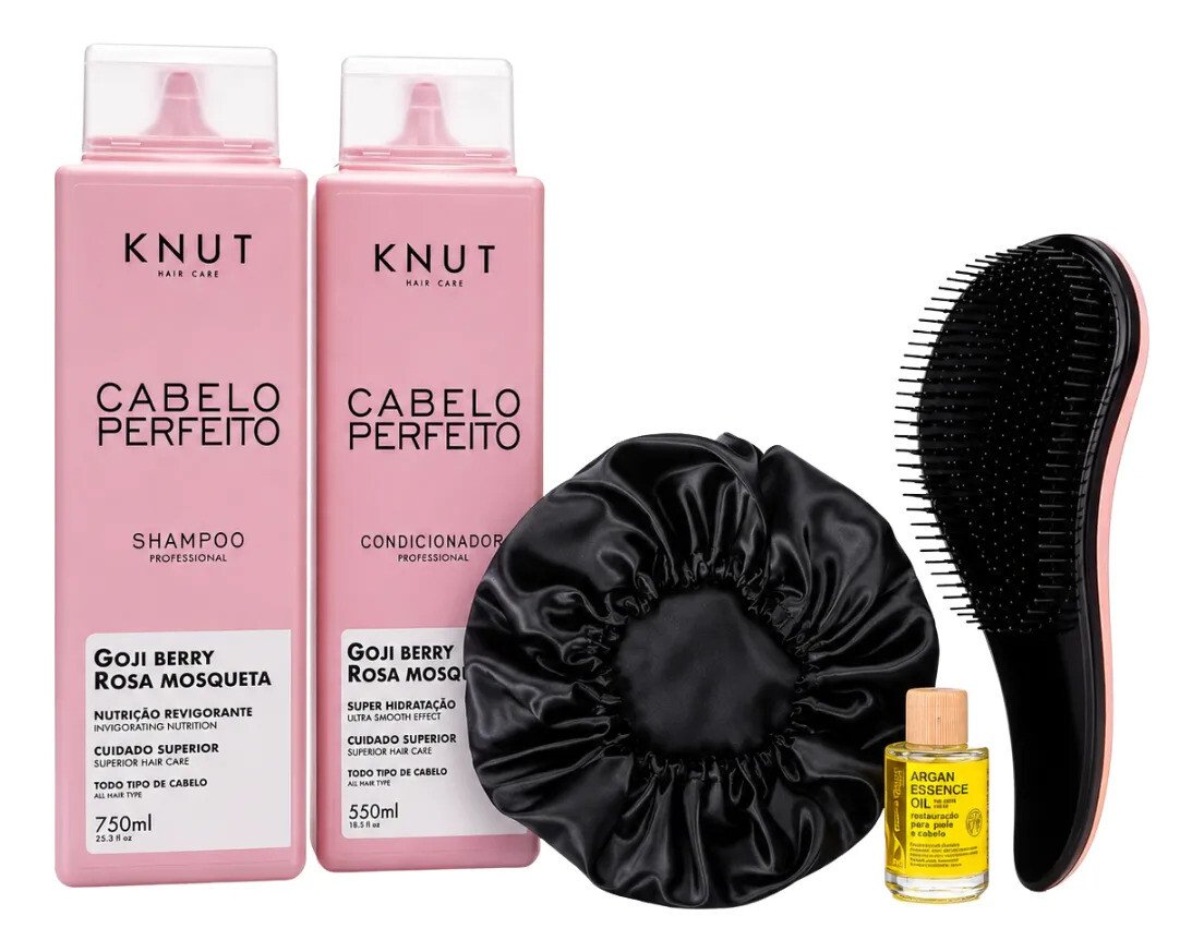 Kit Knut Sh 750ml+cond 500ml Cabelo Perfeito+touca Cetim+esc Kit Knut Sh 750ml+cond 500ml Cabelo Perfeito+touca Cetim+esc