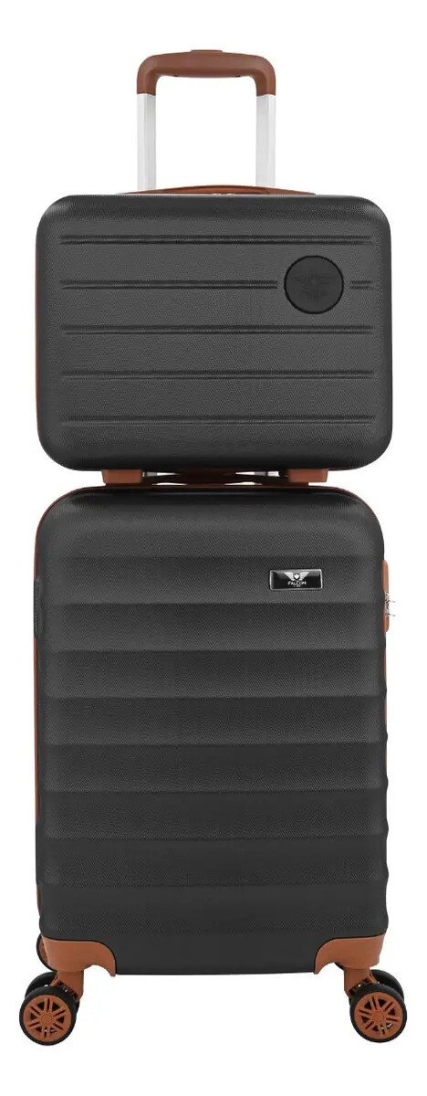 Kit Mala De Viagem Bordo Mão Pequena 10kg Abs Cadeado 360 Cor Preto Kit Mala De Viagem Bordo Mão Pequena 10kg Abs Cadeado 360 Cor Preto