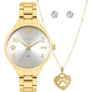 Kit Relógio Condor Feminino Dourado Co2035nto/k4k Dourado Prata