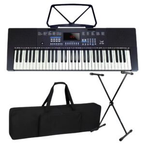 Kit Teclado Musical Estudante Iniciante 5/8 + Capa Suporte