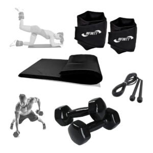 Kit Treino – Caneleira 5kg+ Halter 05kg + Colchonete +corda