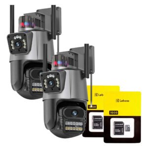 Kit2 Camera Seguranca Ip Wifi App Icsee Lente Dupla 6mp Ip66