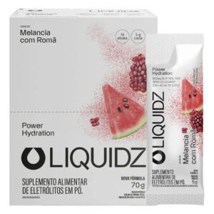 LIQUIDZ® – Eletrólitos Zero Açúcares – Sabor Melancia com Romã – Kit 1 Caixa – 14 sachês